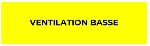 [SEL215265] ETIQUETTE "VENTILATION BASSE" 150X75 LETTRAGE NOIR SUR FOND JAUNE